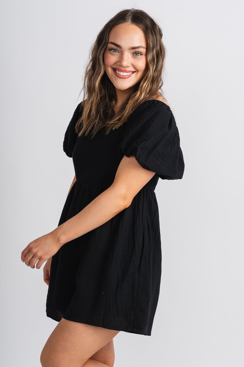 Square neck romper black - Cute Romper - Trendy Rompers and Pantsuits at Lush Fashion Lounge Boutique in Oklahoma City