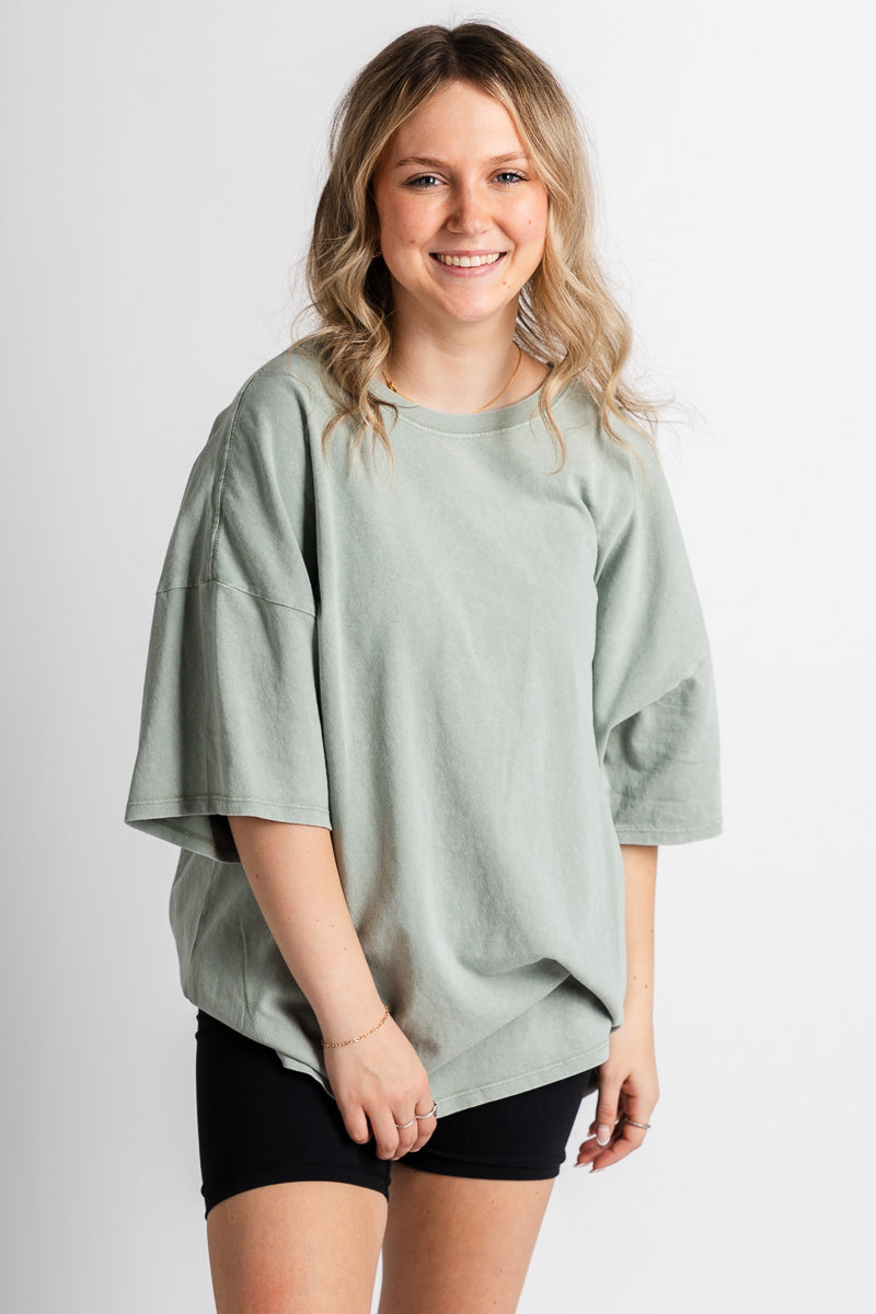 Oversized mineral tee sage green