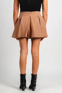 High waist pleated skirt mocha | Lush Fashion Lounge: boutique fashion skirts, affordable boutique skirts, cute affordable skirts