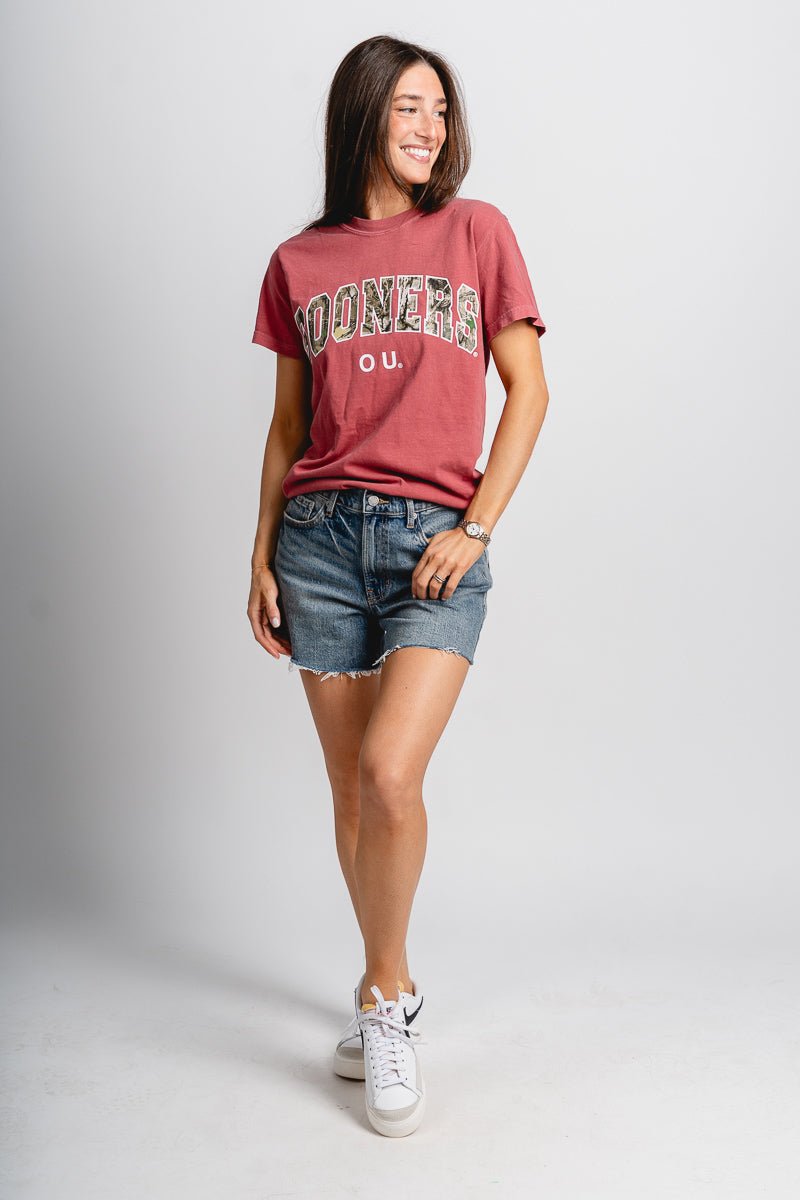 OU OU Sooners camo gault comfort colors t-shirt crimson T-shirt | Lush Fashion Lounge Trendy Oklahoma University Sooners Apparel & Cute Gameday T-Shirts