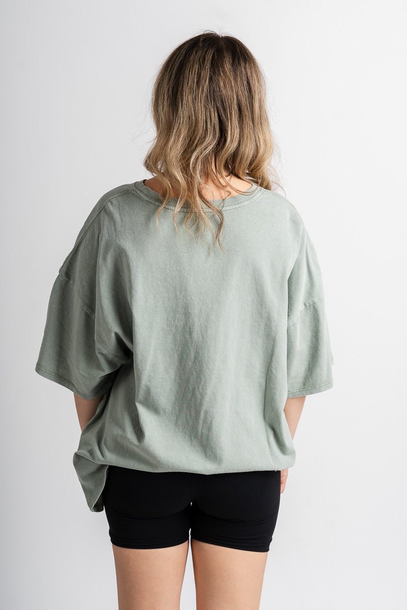 Oversized mineral tee sage green