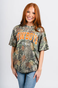 OSU OSU Cowboys camo tee green camo T-shirt | Lush Fashion Lounge Trendy Oklahoma State Cowboys Apparel & Cute Gameday T-Shirts