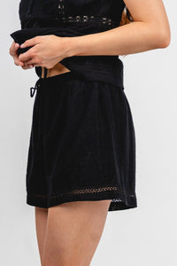 Eyelet drawstring shorts black - Cute Shorts - Trendy Shorts at Lush Fashion Lounge Boutique in Oklahoma City