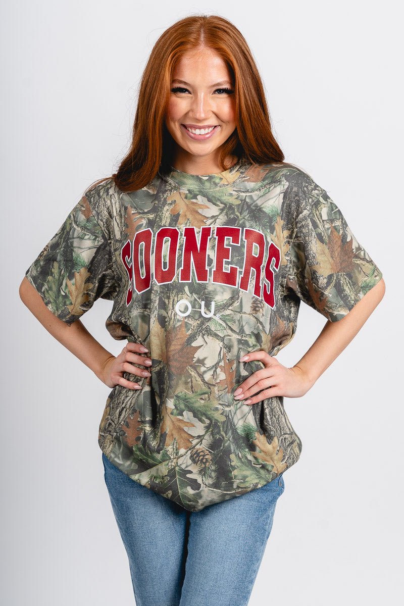 OU OU Sooners camo tee green camo T-shirt | Lush Fashion Lounge Trendy Oklahoma University Sooners Apparel & Cute Gameday T-Shirts