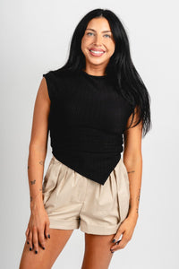 Cuffed trouser shorts taupe - Trendy shorts - Fashion Shorts at Lush Fashion Lounge Boutique in Oklahoma City