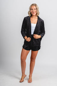 Velvet glitter blazer black – Fashionable Jackets | Trendy Blazers at Lush Fashion Lounge Boutique in Oklahoma City