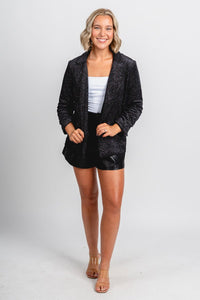 Velvet glitter blazer black – Unique Blazers | Cute Blazers For Women at Lush Fashion Lounge Boutique in Oklahoma City
