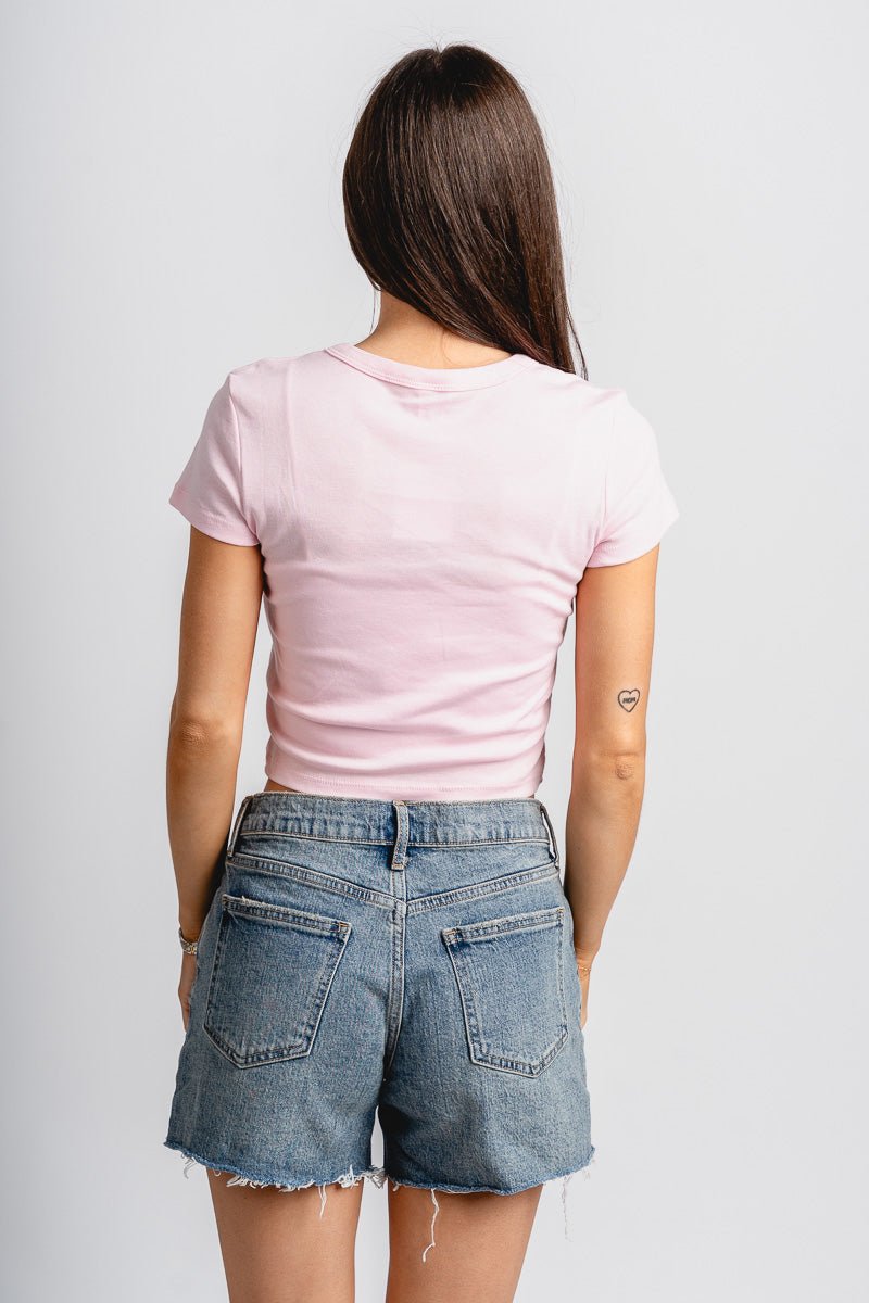 OKLA cherries baby tee pink