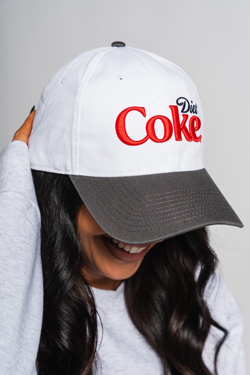 Diet coke ballpark hat white/grey - Trendy Gifts at Lush Fashion Lounge Boutique in Oklahoma City