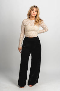 High rise satin pants black | Lush Fashion Lounge: women's boutique pants, boutique women's pants, affordable boutique pants, women's fashion pants