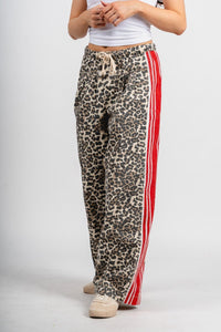 Leopard striped drawstring pants brown/red | Lush Fashion Lounge: women's boutique pants, boutique women's pants, affordable boutique pants, women's fashion pants