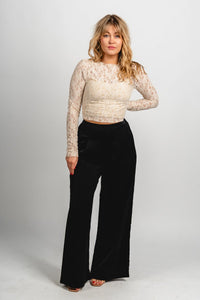 High rise satin pants black | Lush Fashion Lounge: women's boutique pants, boutique women's pants, affordable boutique pants, women's fashion pants