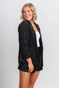 Velvet glitter blazer black – Affordable Blazers | Cute Black Jackets at Lush Fashion Lounge Boutique in Oklahoma City