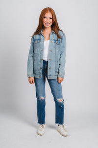 OSU Oklahoma State denim jacket light denim Jacket | Lush Fashion Lounge Trendy Oklahoma State Cowboys Apparel & Cute Gameday T-Shirts