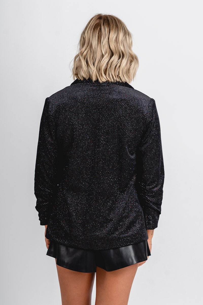 Velvet glitter blazer black