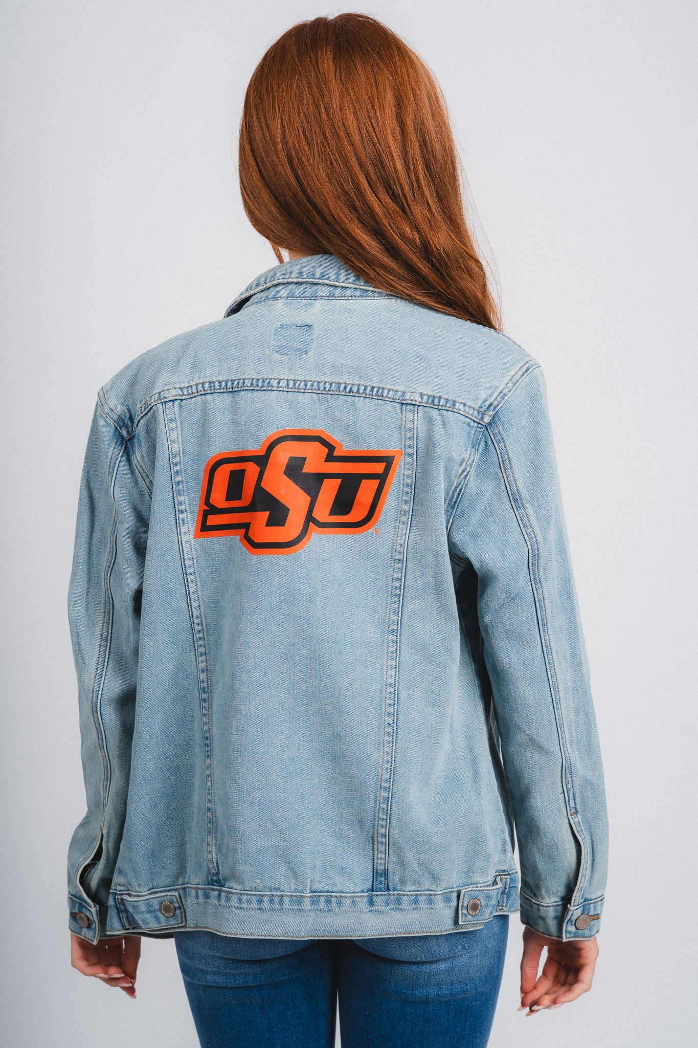 OSU Oklahoma State denim jacket light denim Jacket | Lush Fashion Lounge Trendy Oklahoma State Cowboys Apparel & Cute Gameday T-Shirts