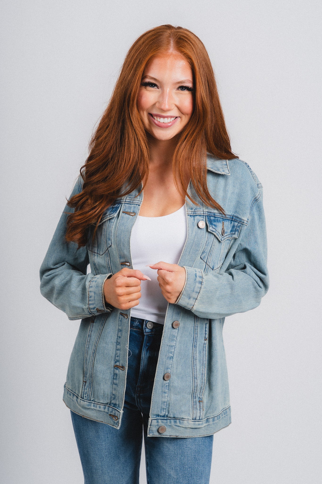 OU OKLA denim jacket light denim Jacket | Lush Fashion Lounge Trendy Oklahoma University Sooners Apparel & Cute Gameday T-Shirts