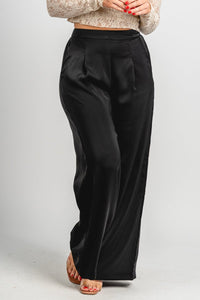 High rise satin pants black | Lush Fashion Lounge: women's boutique pants, boutique women's pants, affordable boutique pants, women's fashion pants