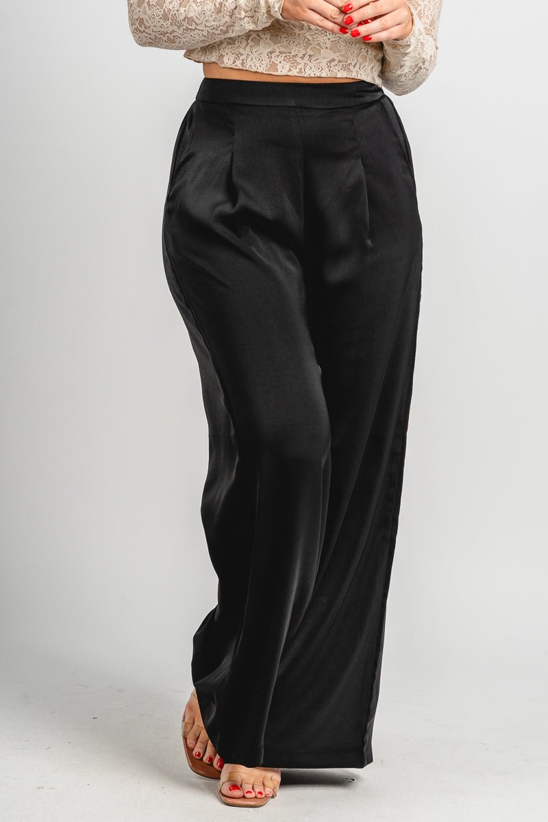 High rise satin pants black | Lush Fashion Lounge: women's boutique pants, boutique women's pants, affordable boutique pants, women's fashion pants