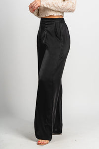 High rise satin pants black | Lush Fashion Lounge: women's boutique pants, boutique women's pants, affordable boutique pants, women's fashion pants
