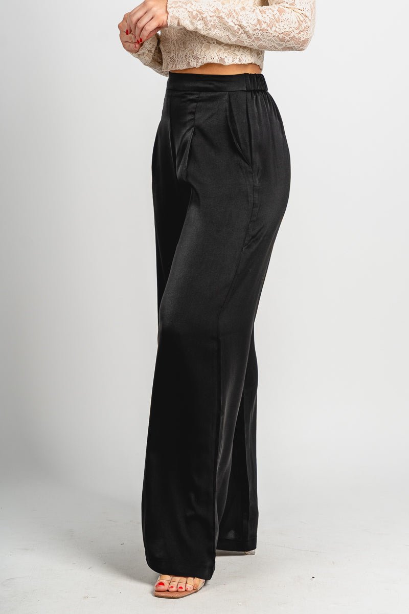 High rise satin pants black | Lush Fashion Lounge: women's boutique pants, boutique women's pants, affordable boutique pants, women's fashion pants