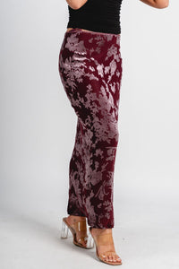 Velvet mix maxi skirt burgundy | Lush Fashion Lounge: boutique fashion skirts, affordable boutique skirts, cute affordable skirts