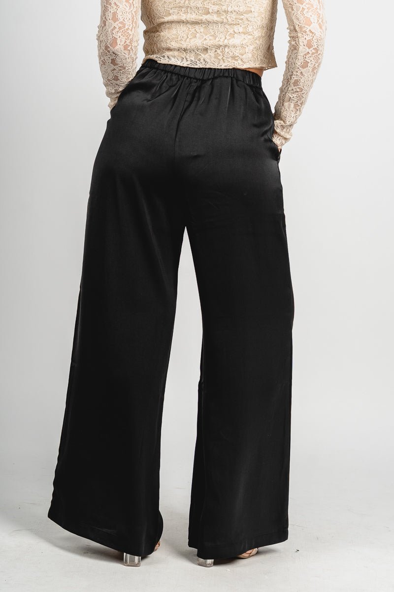 High rise satin pants black | Lush Fashion Lounge: women's boutique pants, boutique women's pants, affordable boutique pants, women's fashion pants