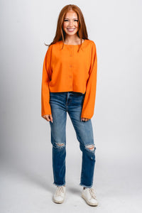 Button sweater cardigan orange – Unique Sweaters | Lounging Sweaters and Womens Fashion Sweaters at Lush Fashion Lounge Boutique in Oklahoma City