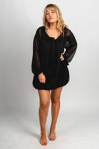 Boho bubble tiered dress black Stylish dress - Womens Fashion Dresses at Lush Fashion Lounge Boutique in Oklahoma City