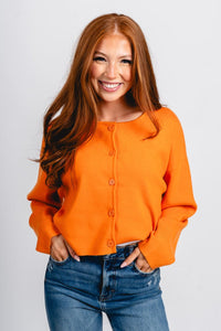 Button sweater cardigan orange - Cute Sweater - Trendy Cardigans & Stylish Kimonos at Lush Fashion Lounge Boutique in Oklahoma City