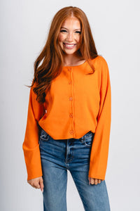 Button sweater cardigan orange - Affordable Sweater - Boutique Cardigans & Trendy Kimonos at Lush Fashion Lounge Boutique in Oklahoma City