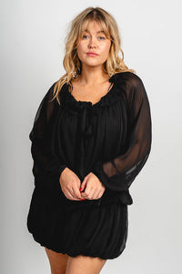 Boho bubble tiered dress black - Cute dress - Trendy Dresses at Lush Fashion Lounge Boutique in Oklahoma City