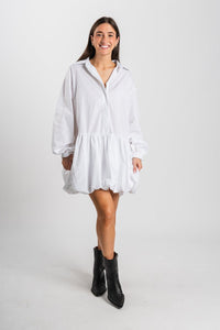 Bubble hem shirt dress white - Trendy dress - Fashion Dresses at Lush Fashion Lounge Boutique in Oklahoma City