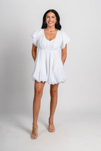 Puff sleeve baby doll dress white - Trendy dress - Fashion Dresses at Lush Fashion Lounge Boutique in Oklahoma City