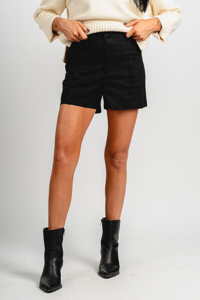 High rise trouser shorts black - Cute shorts - Trendy Shorts at Lush Fashion Lounge Boutique in Oklahoma City