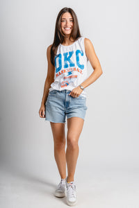 OKC established comfort color tank top white - Oklahoma City inspired graphic t-shirts at Lush Fashion Lounge Boutique in Oklahoma City