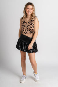 Sleeveless leopard crop sweater brown – Unique Sweaters | Lounging Sweaters and Womens Fashion Sweaters at Lush Fashion Lounge Boutique in Oklahoma City