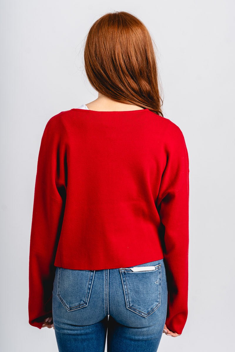 Button sweater cardigan red