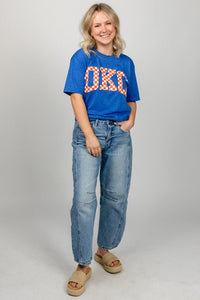 OKC checkered unisex short sleeve t-shirt - Trendy OKC Thunder T-Shirts at Lush Fashion Lounge Boutique in Oklahoma City