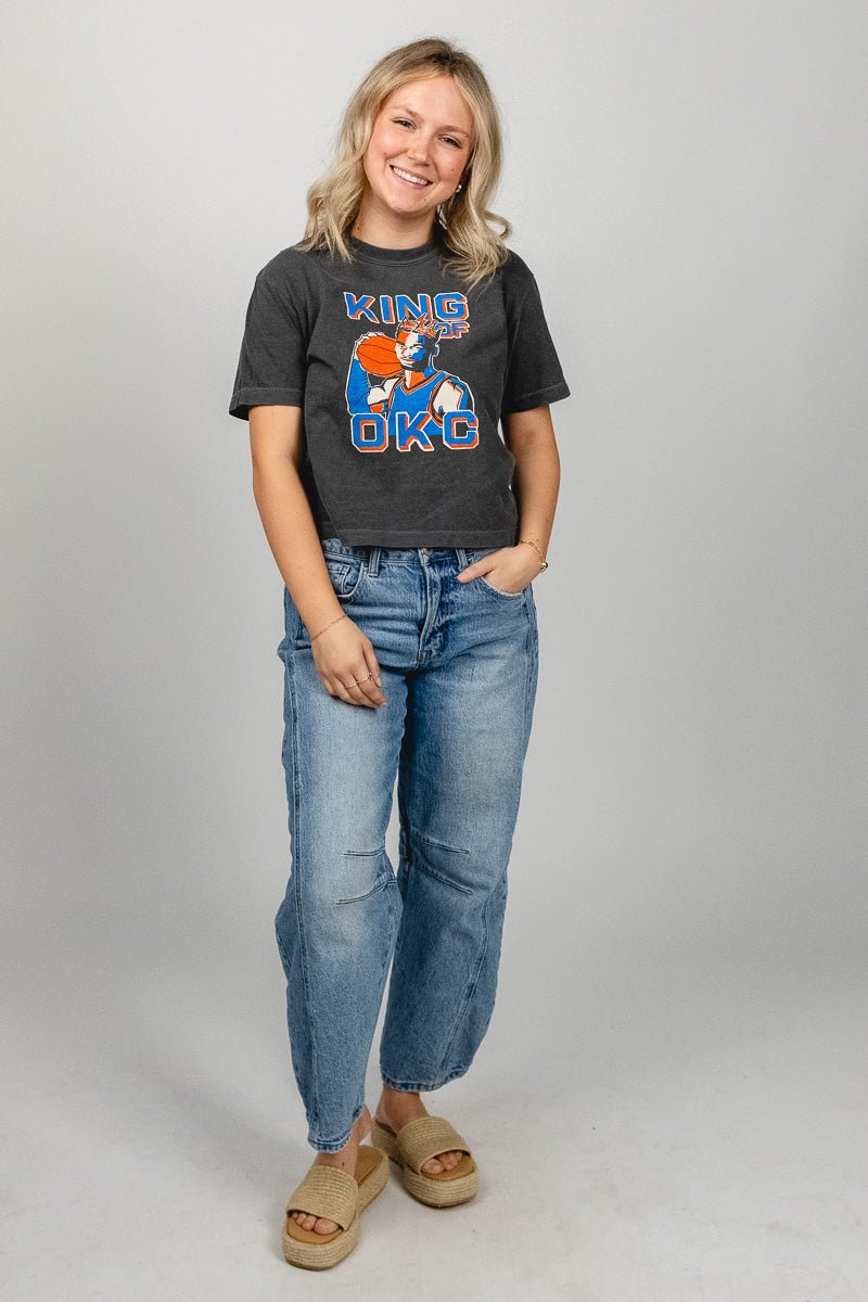 OKC SGA King of OKC crop t-shirt - Trendy OKC Thunder T-Shirts at Lush Fashion Lounge Boutique in Oklahoma City