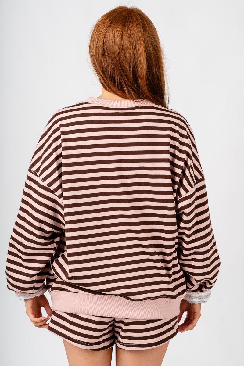 Striped sweatshirt pink/brown