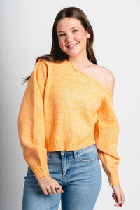 Asymmetrical sweater light orange – Boutique Sweaters | Fashionable Sweaters at Lush Fashion Lounge Boutique in Oklahoma City