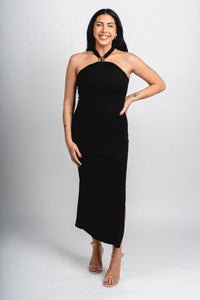 Halter midi dress black - Trendy dress - Fashion Dresses at Lush Fashion Lounge Boutique in Oklahoma City