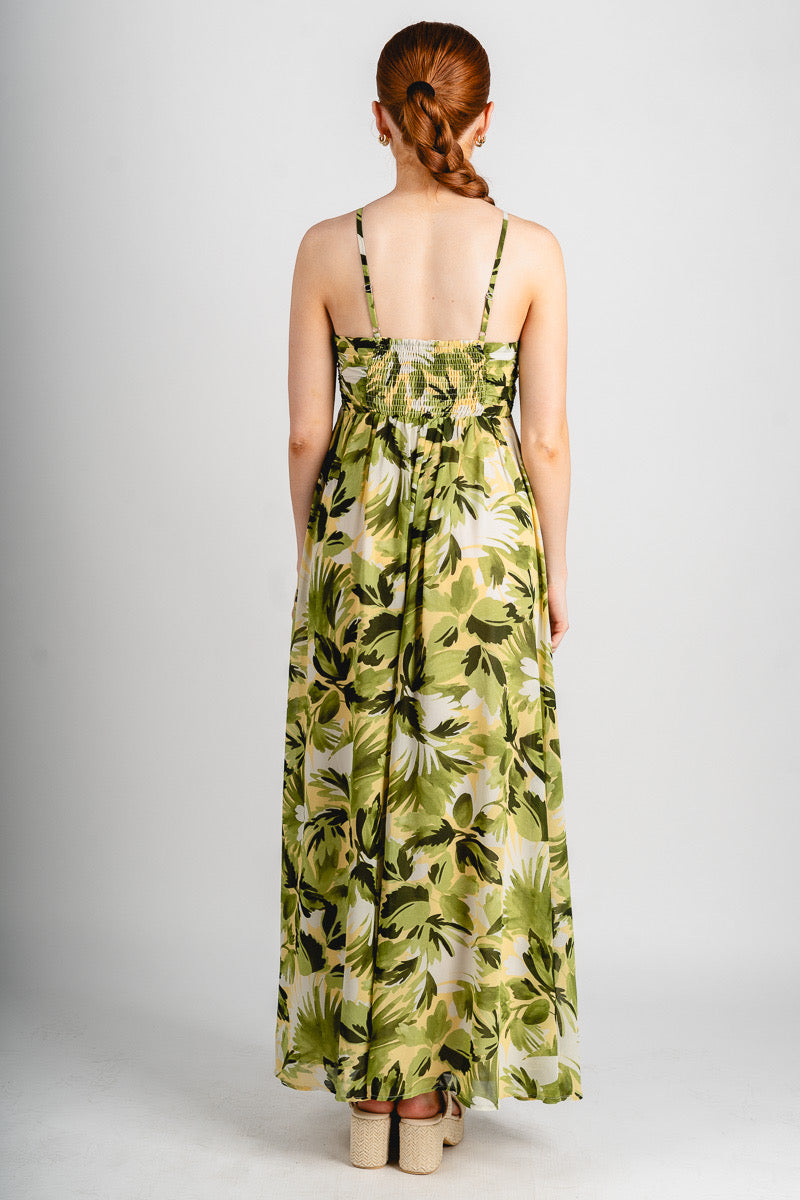 Tropical baby doll maxi dress Ibiza lemon - Affordable dress - Boutique Dresses at Lush Fashion Lounge Boutique in Oklahoma City