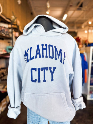 OKC basketball simple hoodie faded powder