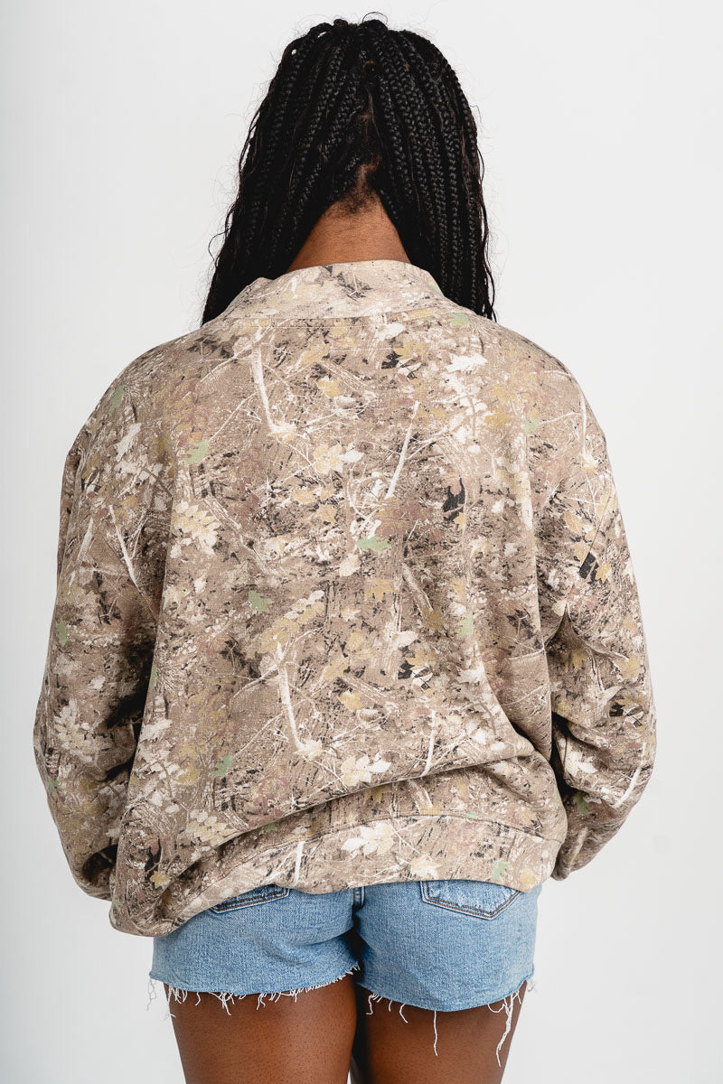 OSU OSU Cowboys helmet fade mock neck sweatshirt camo Sweatshirt | Lush Fashion Lounge Trendy Oklahoma State Cowboys Apparel & Cute Gameday T-Shirts