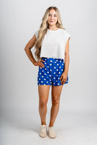 Polka dot shorts royal/white - Trendy Oklahoma City Basketball T-Shirts Lush Fashion Lounge Boutique in Oklahoma City