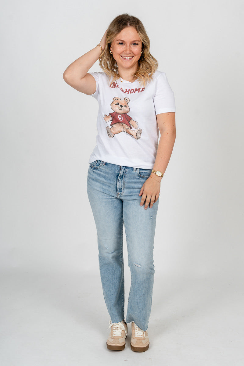OU Oklahoma teddy bear short sleeve t-shirt white