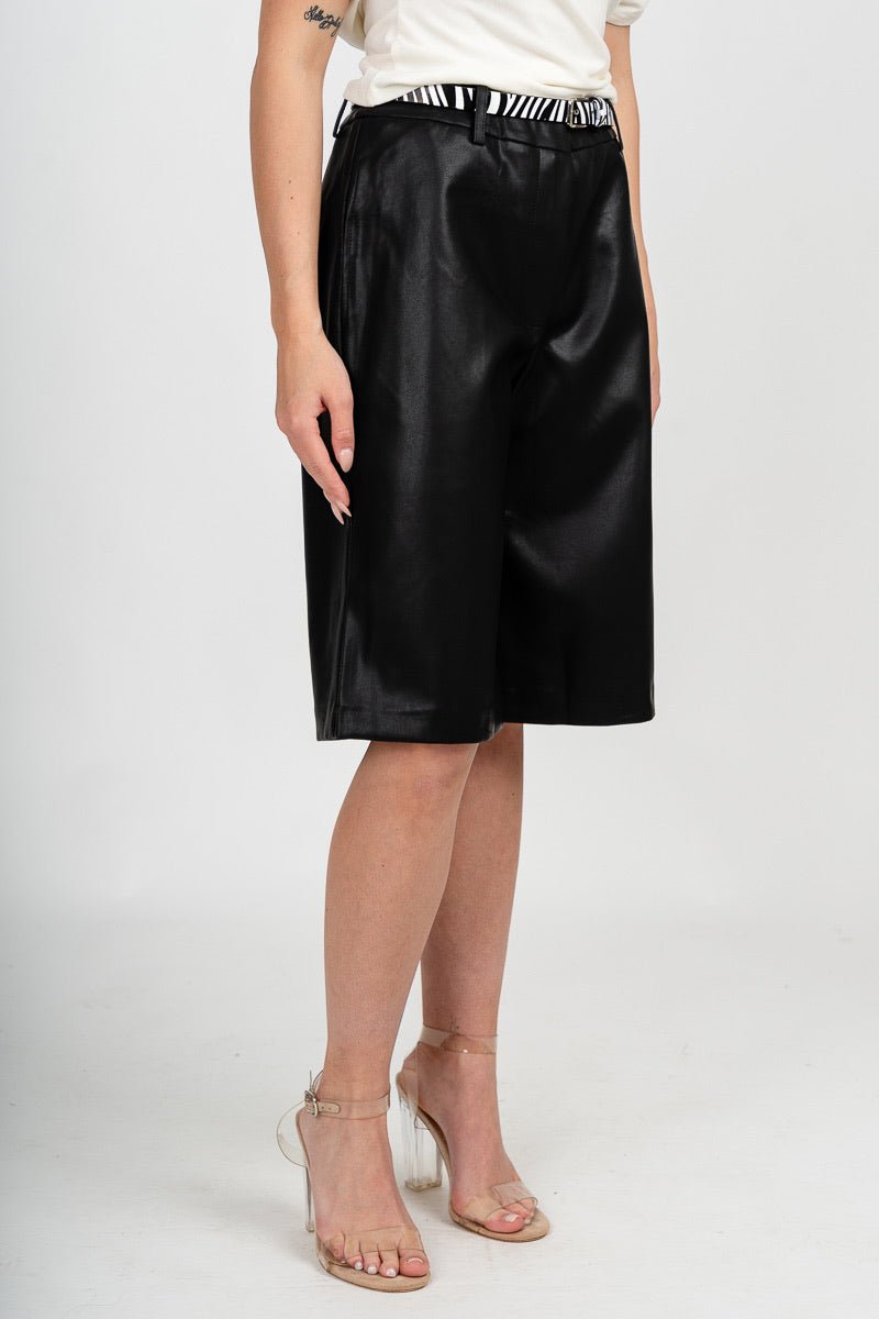 Faux leather bermuda shorts black - Trendy shorts - Fashion Shorts at Lush Fashion Lounge Boutique in Oklahoma City