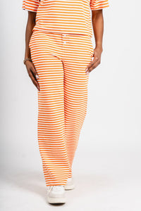 Striped wide leg pants orange/white - Trendy Oklahoma City Basketball T-Shirts Lush Fashion Lounge Boutique in Oklahoma City